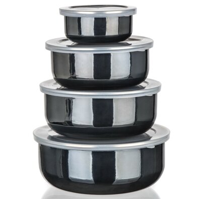 Banquet Set smaltovaných skodelic METALLIC Black,8 kos