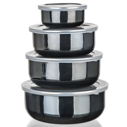 Banquet Sada smaltovaných misek METALLIC Black, 8 ks