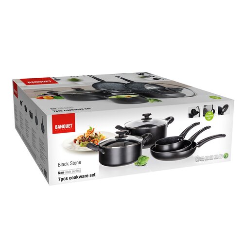 Banquet 7-teiliges Aluminium-Kochgeschirr-Set, Black Stone