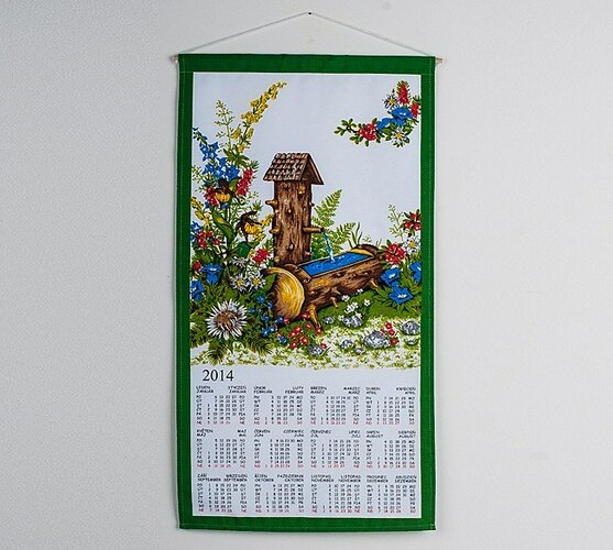 Textilný kalendár 2014 Lesný prameň, 35 x 65 cm