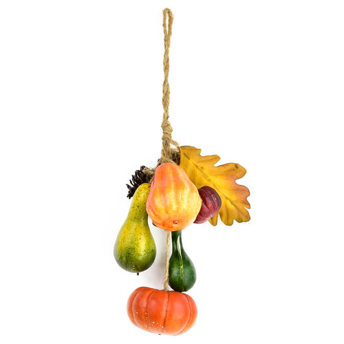 Jesienna dekoracja do zawieszenia, dynie, szyszki, liście, 40 cm