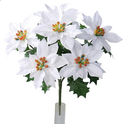 Штучна різдвяна Poinsettie біла, 30 см