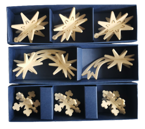 Ornamente de Crăciun din lemn Sky treasures, set 9 buc.