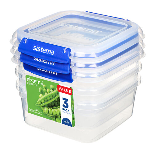 Sistema Set 3 vodotesnih posod za shranjevanje hrane KLIP IT PLUS 2 sponki 1,15 l