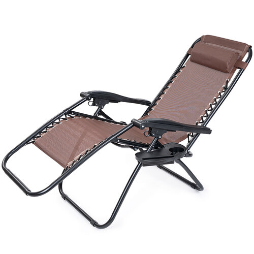 4Home Záhradné plážové polohovacie kreslo Relax, hnedá