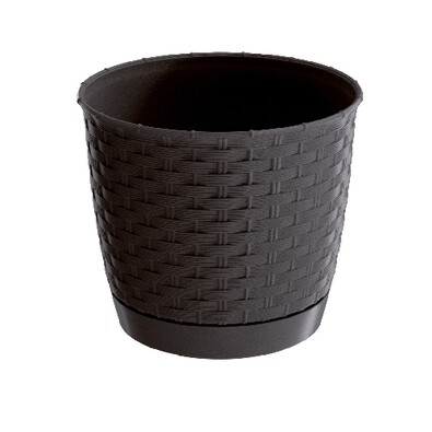 Plastični cvetlični lonec Ratolla Round temnorjava, premer 22 cm