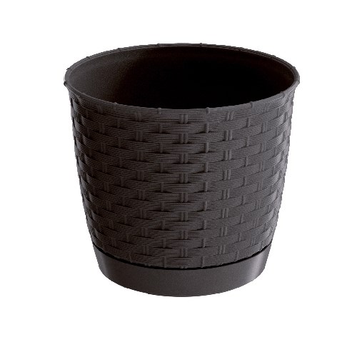 Plastični cvetlični lonec Ratolla Round temnorjava, premer 22 cm