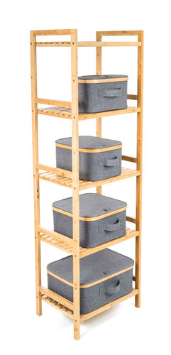 Úložný box G21 40 x 30 x 15 cm, bambusový s vekom, sivý