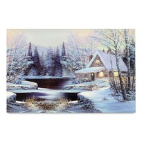 LED obraz na plátne Krajina s chalúpkou, 20 x 15 cm LED obraz na plátne Krajina s chalúpkou, 20 x 15 cm