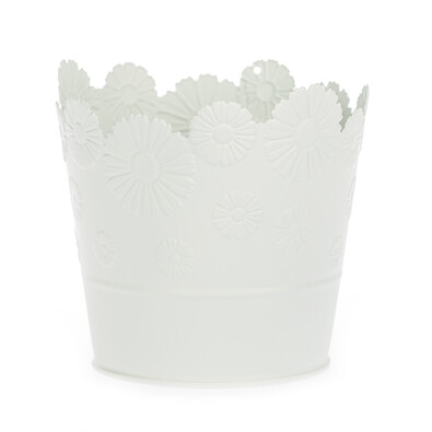 Zinkový květináč Daisy bílá, pr. 13,5 cm