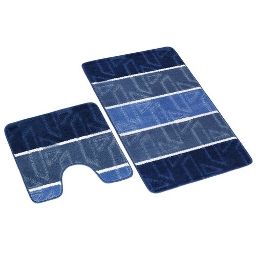 Bellatex Badteppich-Set Avangard Schiffe Blau, 60 x 100 cm, 60 x 50 cm