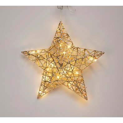 Stea luminoasă de Crăciun Champagne, 30 x 30 cm,20 micro LED, cu baterii