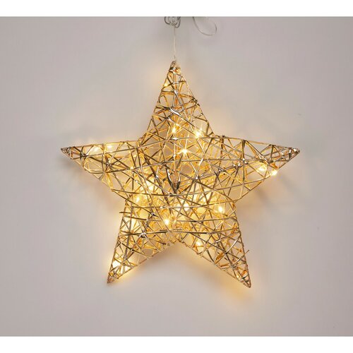 Świąteczna gwiazda świecąca Champagne, 30 x 30 cm, 20 diod mikro LED, na baterie