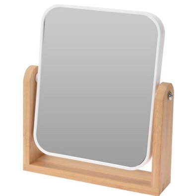 Oglindă pe suport Make Up Bamboo pătrat, 18 x 21 x 4,5 cm