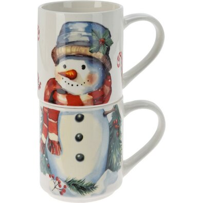 Hóember 2 db-os bögre készlet, 265 ml, porcelán