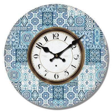 Drevené nástenné hodiny Mosaic tiles, pr. 34 cm