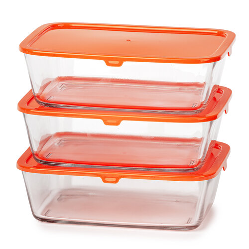 Mäser Komplet pojemników szklanychBasics, 3 szt., pomarańczowy