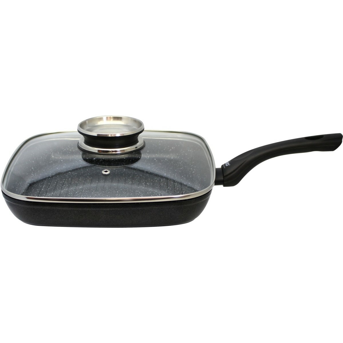 Elo 59828 Patelnia grillowa ze szklaną pokrywą iaromatycznym uchwytem Belugo 28 x 28 cm