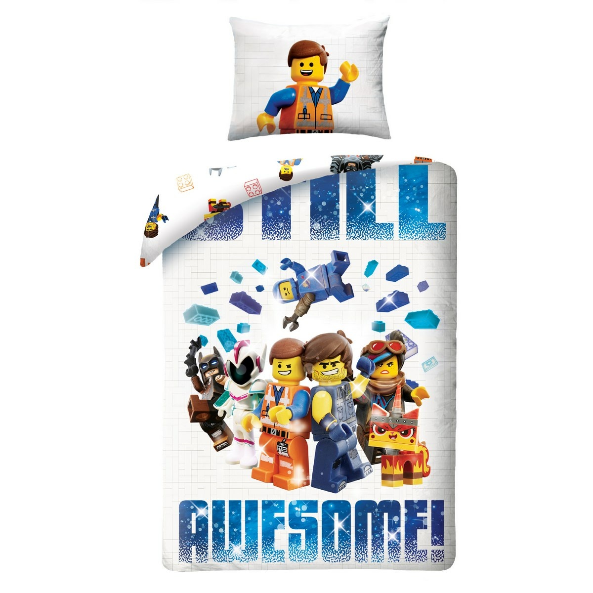 Lenjerie din bumbac, pentru copii Lego Awesome, 140 x 200 cm, 70 x 90 cm