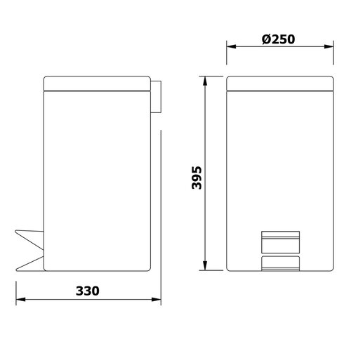 AQUALINE 27112 Simple Line Kosz na śmieci okrągły 12 l, stal nierdzewna