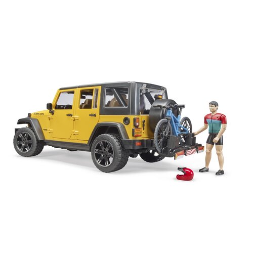 Bruder 2543 Jeep Wrangler Rubicon Unlimited mit Mountainbike und Radfahrer, 3 Stück