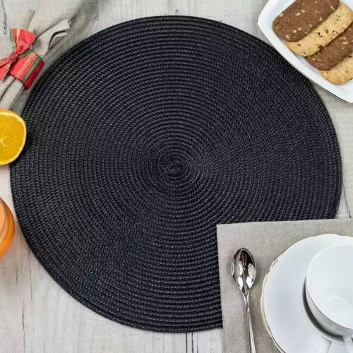 Altom Servietni prtiček Straw črn, premer 38 cm,set 4 kosov