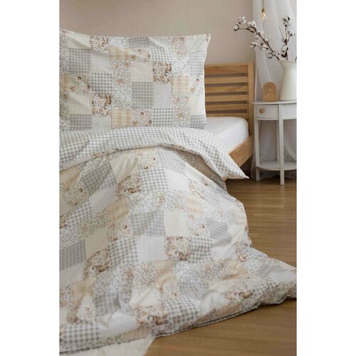 Jerry Fabrics Baumwollbettwäsche Patchwork beige, 140 x 200 cm, 70 x 90 cm