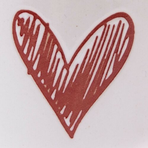 Komplet 6 keramičnih skodelic Heart II, 90 ml,rdeče