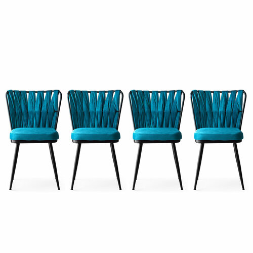 Set de scaune de sufragerie Kusakli Blue and Black, 4 buc.