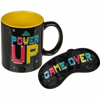 Skodelica in maska za oči Power Up/Game Over