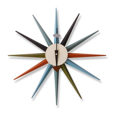 Nástenné hodiny Sunburst Clock 47 cm, farebné