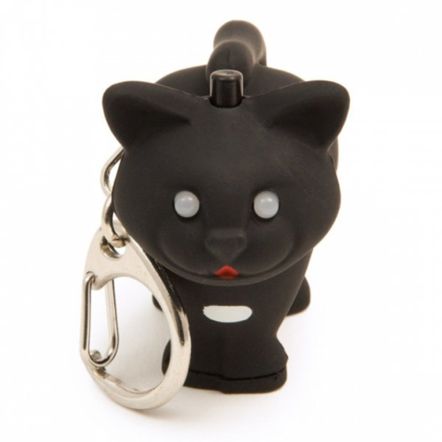 LED kľúčenka Mačička, čierna