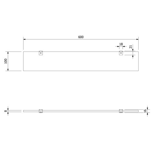 AQUALINE SB125 Samba Glasablage 60 cm, silber