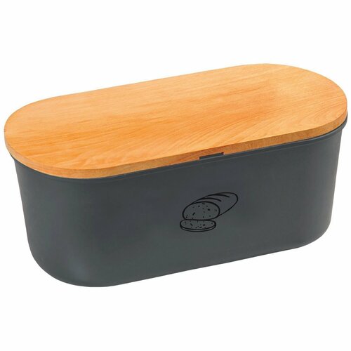 Cutie de pâine Kesper 85093 cu placă de tăiat,gri, 34 x 14 x 18 cm
