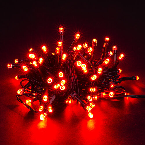 Vánoční světelný řetěz, červený, 80 LED