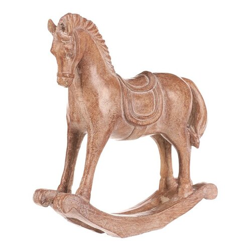 Dekoracja konik na biegunach 19 cm, żywicapoliestrowa, imitacja drewna