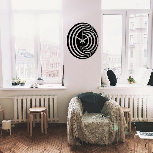 Zegar ścienny Circles S017 Black, 48 x 48 cm