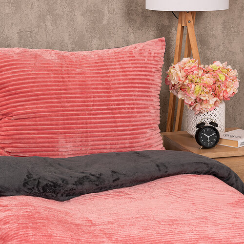 Lenjerie de pat din microflanel 4Home Stripe roz, 140 x 200 cm, 70 x 90 cm