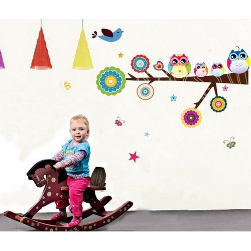 Samolepiaca dekorácia Sovičky na vetve