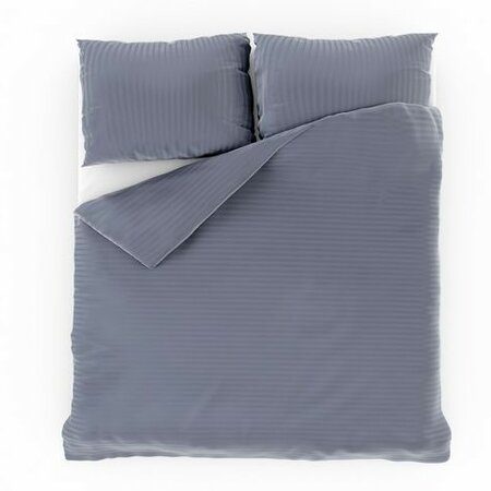 Lenjerie de pat Kvalitex Satin cu dungi gri închis , 140 x 220 cm, 70 x 90 cm