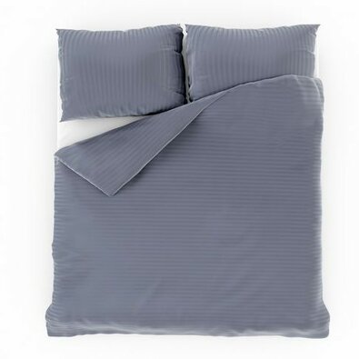Lenjerie de pat Kvalitex Satin cu dungi gri închis, 140 x 220 cm, 70 x 90 cm