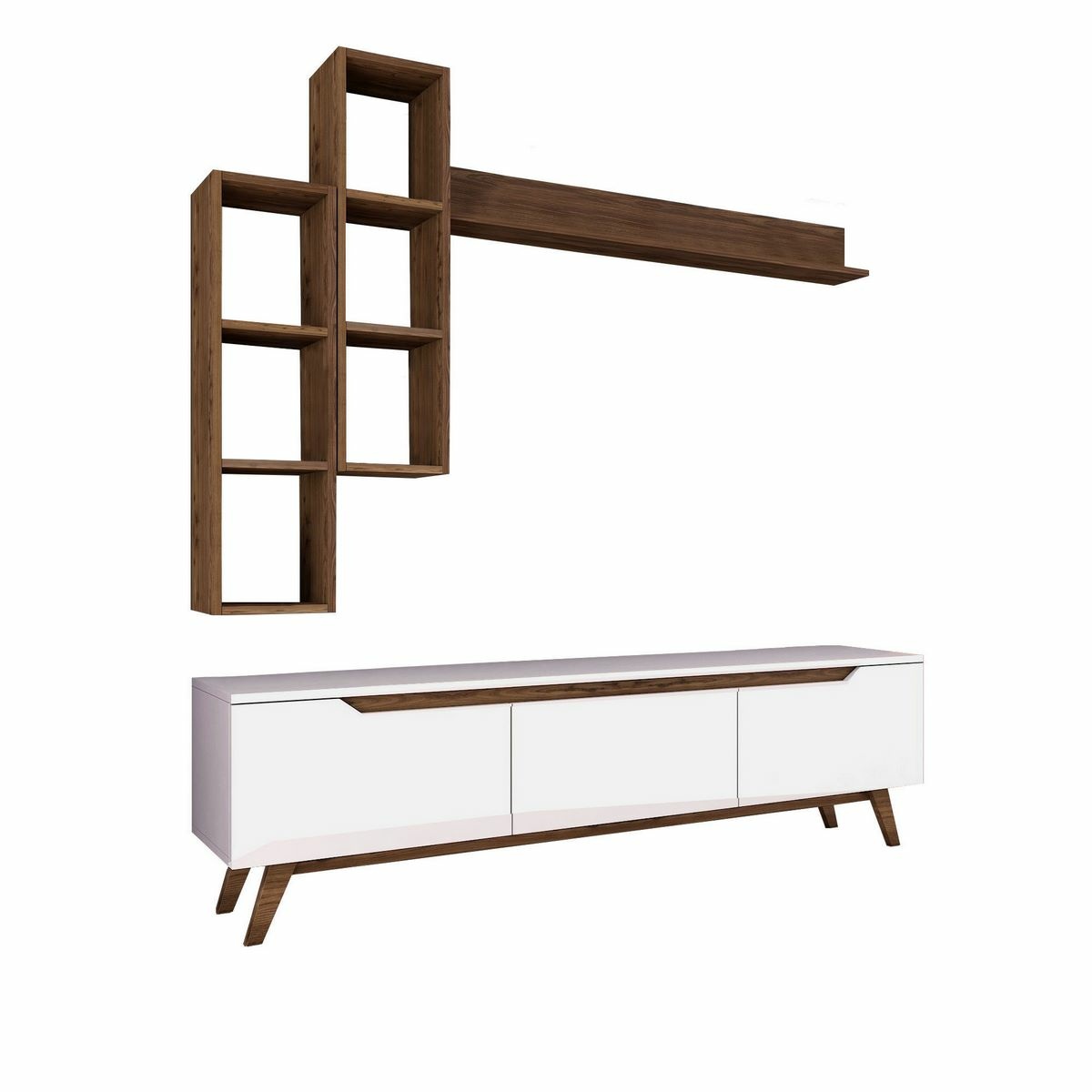 Televízna stena Mia Walnut and White