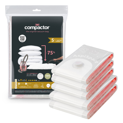 Compactor Set de saci de depozitare sub vidAspispace 3x M 70 l, 2x L 120 l, 5 buc.