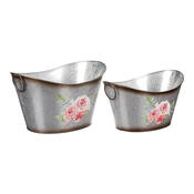 Set de cutii de flori Trandafiri, 2 buc, 2 dimensiuni, metal