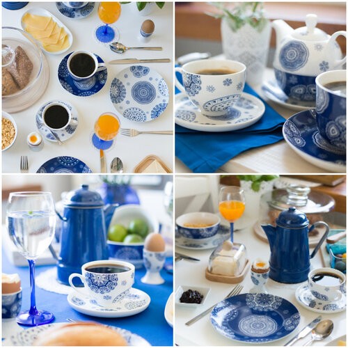 Filiżanka ze spodkiem Blue Laces 240 ml, niebieski