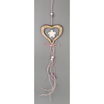 Drevená závesná dekorácia Srdce hnedá, 50 cm