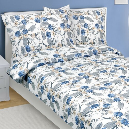 Bellatex Krep posteljno perilo Flower blue , 140 x220 cm, 70 x 90 cm