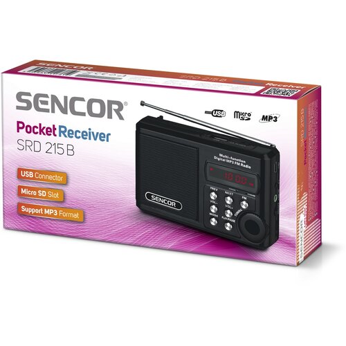 Sencor SRD 215 B rádio s USB/MP3, černá