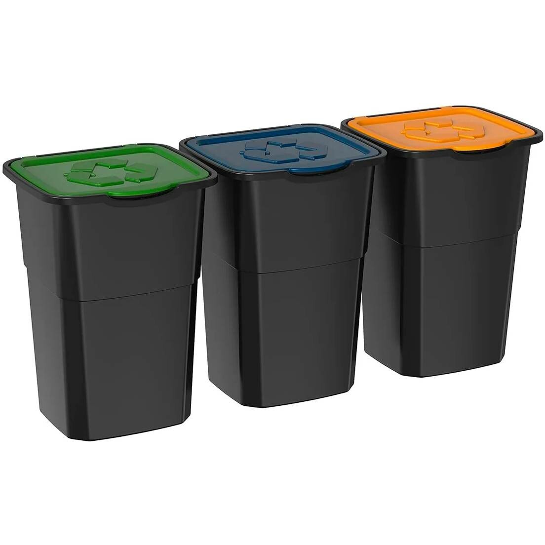 Kôš na triedený odpad Eco 3 Master 50 l BLACK, 3 ks