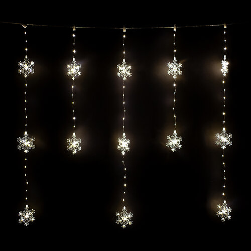 Kültéri fényfüggöny Snowflakes, 120x120 cm, LED, meleg fehér, időzítő, 8 funkció